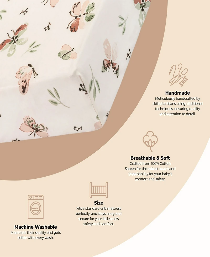Crane Baby Infants Parker Fitted Butterfly Crib Sheet