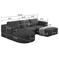 Streamdale Furniture 104.3270.86 Modular Sectional Sofa Sleeper Couch, Sectional Sofa with Chaise and Ottoman, Convertible U Shaped Modular Sofa Set.