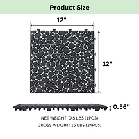12 x 12 Inch Black Interlocking Deck Tiles Plastic Waterproof Outdoor All Weather Anti-slip Bathroom Shower Balcony Porch Strong Weight Capacity Upto