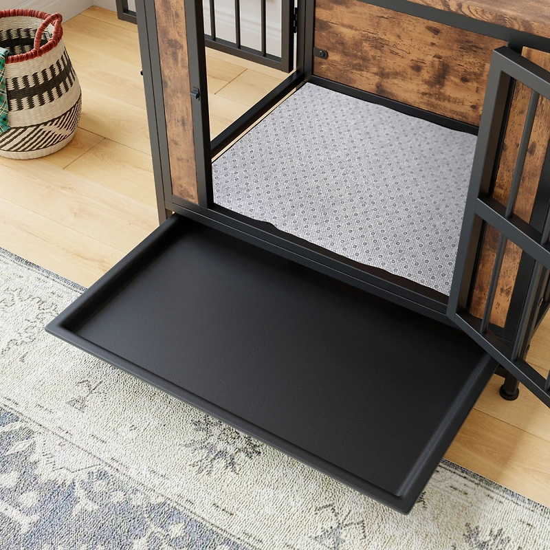 Streamdale Rustic Brown Dog Crate Table (27.48")