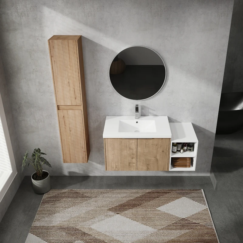 Streamdale Wall-Mount Vanity with Sink & Side Cabinet, 42