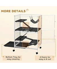 50" H 5-Tier Small Animal Cage, Ferret Cage, Large Chinchilla Cage with Hammock Accessory Heavy-Duty Steel Wire, Small Animal Habitat with 4 Door
