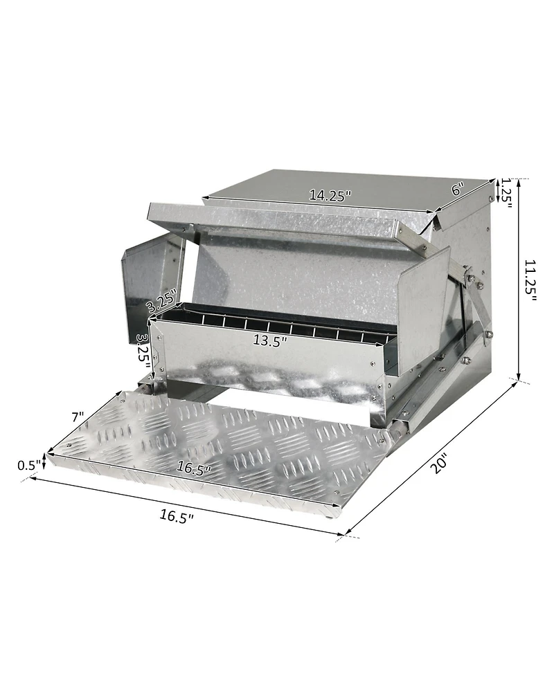 25 lbs Capacity Automatic Chicken Poultry Feeder with a Galvanized Steel and Aluminium Build, Weatherproof Design