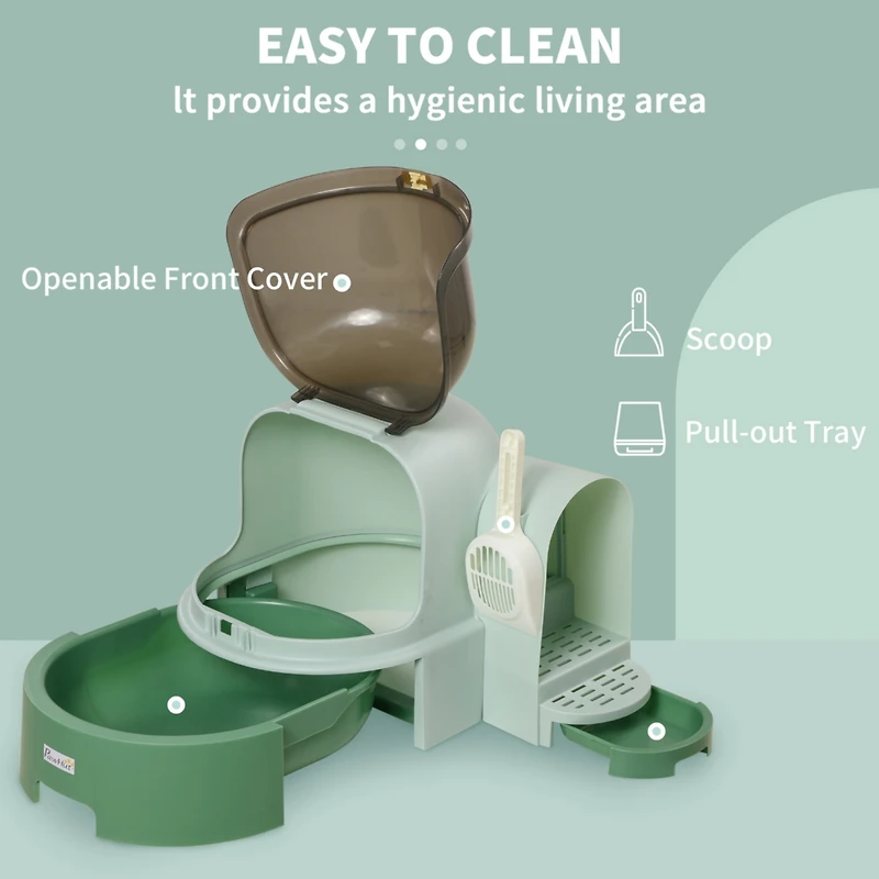 Streamdale Furniture Cat Litter Box with Lid, Covered Litter Box, Easy to Clean & Open Including Openable Front Cover, Litter Scoop, Green
