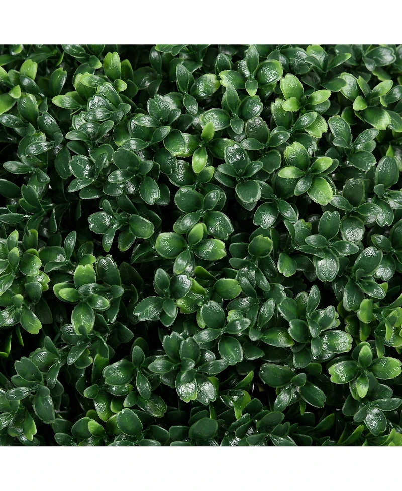 1.3' (15.7") Artificial Boxwood Topiary Trees with Ground Stake, Uv Resistant Set of 2 Ball Shaped Trees, Indoor Outdoor Fake Plants for Home Off