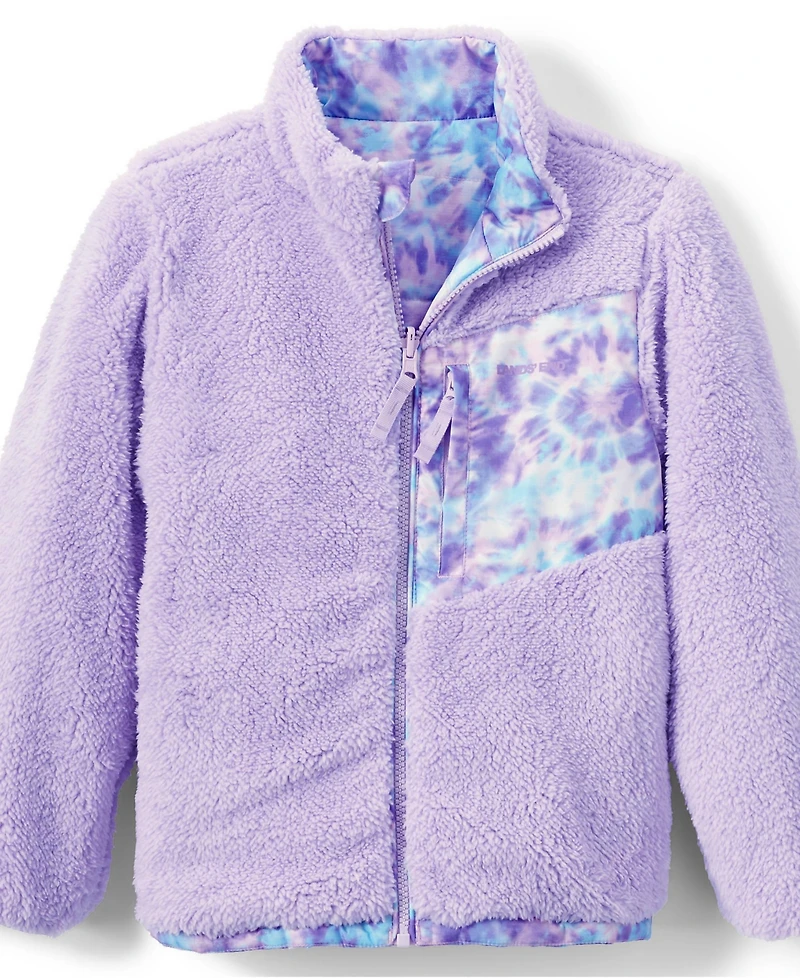 Lands' End Girls Reversible Fleece Puffer Jacket