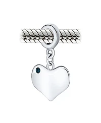 Bling Jewelry Crystal Accent Dangle Heart Shape Charm Bead Sterling Silver