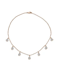 Bling Jewelry Multi Tear Drops Rose Gold Plated Brass Chain Cubic Zirconia Necklace Earrings Set