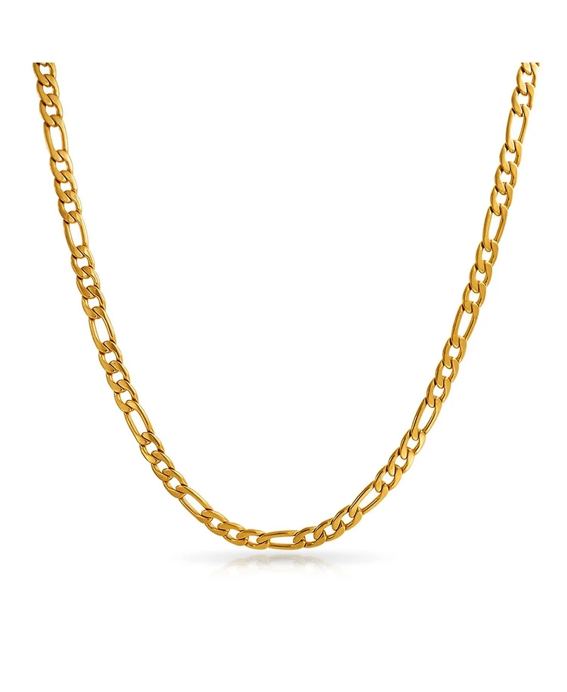 Bling Jewelry Heavy Solid 7MM Gold Plated Stainless Steel Figaro Chain Necklace
