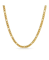 Bling Jewelry Heavy Solid 7MM Gold Plated Stainless Steel Figaro Chain Necklace