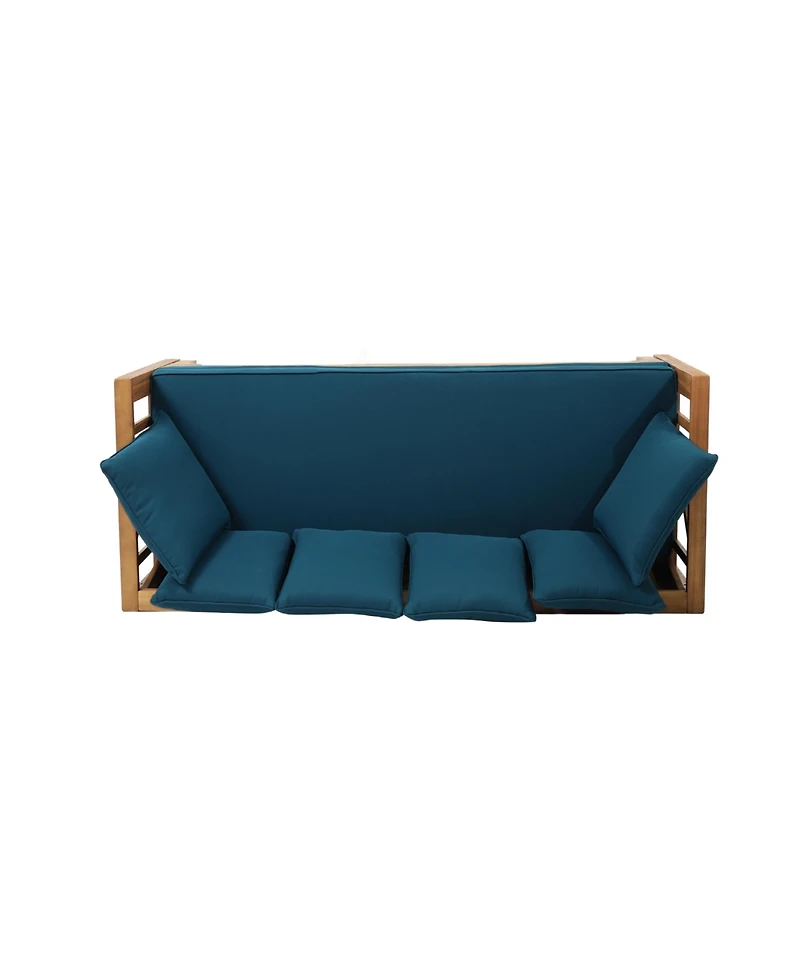 Streamdale Rustic Acacia Wood Expandable Daybed With Water-Resistant Cushions