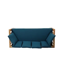 Streamdale Rustic Acacia Wood Expandable Daybed With Water-Resistant Cushions