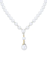 Grown With Love Cultured Freshwater Pearl (6-10mm) & Lab Grown Diamond (3/8 ct. t.w.) Lariat Necklace in 14k Gold, 16" + 2" extender