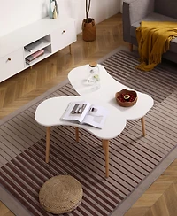 Streamdale Furniture Nut Shape Coffee Table with Solid Wood Legs, 35x21 Inches