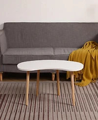 Streamdale Furniture Nut Shape Coffee Table with Solid Wood Legs, 35x21 Inches