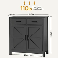 Streamdale Furniture Kitchen Storage Cabinet, Modern Farmhouse Buffet Cabinet with Storage, Coffee Bar with 2 Drawers and 2 Doors, Floor Sideboard Buf