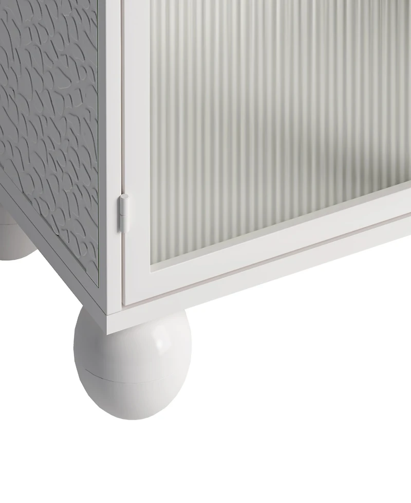 Streamdale Furniture 45.28" H Storage Cabinet, Bathroom Floor Cabinet with Glass Door and Shelves, Freestanding Display Storage Cabinet for Bathroom,