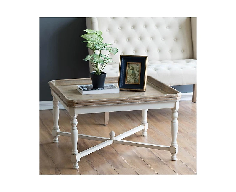 Simplie Fun 33x33x19" Square Alcott coffee Table, French Countory Tray Table