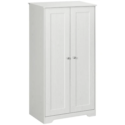 Kitchen Pantry Storage Cabinet, Freestanding Kitchen Cupboard with 2 Doors, Adjustable Shelves for Dining Room, White