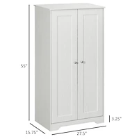 Kitchen Pantry Storage Cabinet, Freestanding Kitchen Cupboard with 2 Doors, Adjustable Shelves for Dining Room, White
