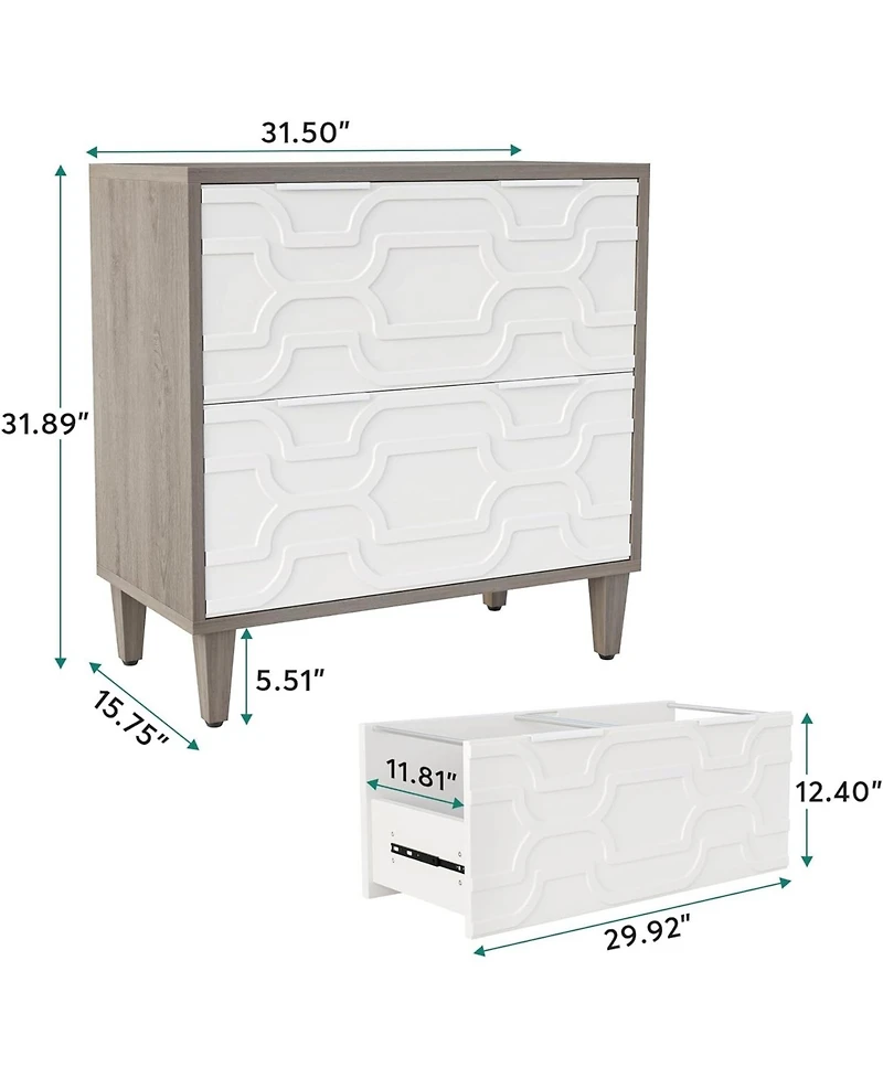 Tribesigns 2-Drawer File Cabinet, Lateral Filing Cabinet for A4/Letter/Legal Size, Office Storage Cabinet, Printer Stand with Storage Drawer for Home