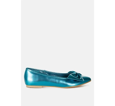 Bromelia Metallic Pleather Bow Ballerinas