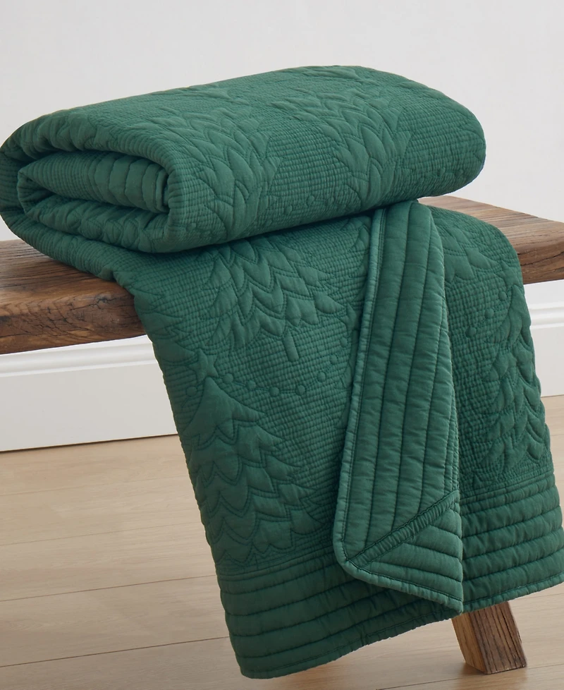 Levtex O Christmas Tree Stitching Quilted Throw, 50" x 60"