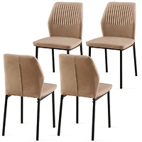 Simplie Fun Beige Pu Leather Dining Chairs Living Room Chair Modern Kitchen Armless Side Chair with Metal Legs(Set of 4)