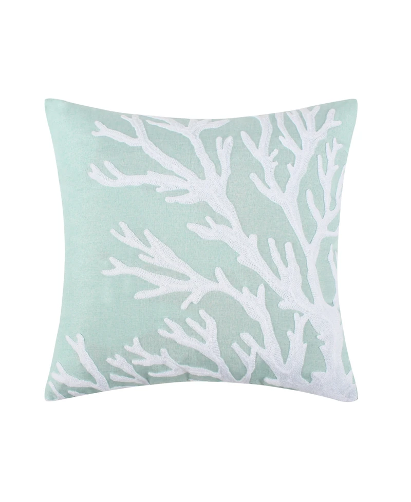 Levtex Ocean Meadow Coral Embroidered Decorative Pillow, 18" x 18"