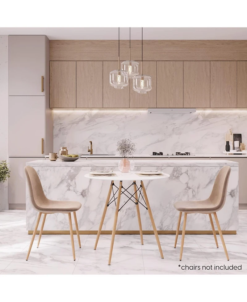 Streamdale Furniture 31.5" Round Dining Table Kitchen Table White Dining Table with White Mdf desktop and Solid wood legs .Modern Style Coffee Table L