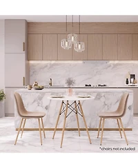 Streamdale Furniture 31.5" Round Dining Table Kitchen Table White Dining Table with White Mdf desktop and Solid wood legs .Modern Style Coffee Table L