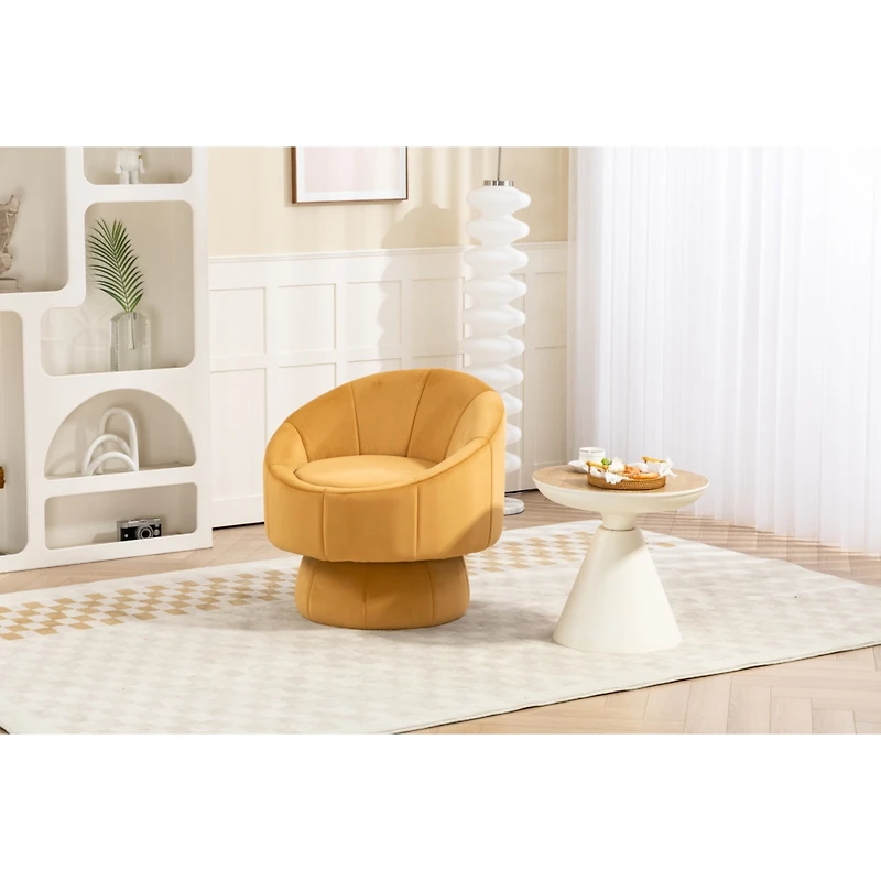 Streamdale Furniture Mid Century Modern Accent Chair with Wood Frame, Upholstered Swivel Chair For Living Room Chairs with Waist Cushion, Reading Armc