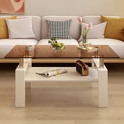 Streamdale Modern Brown Glass Coffee Table