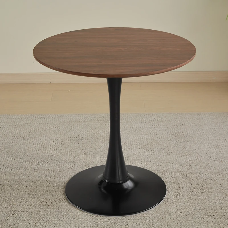 Streamdale Furniture 31.5" round dining table for 2-4 people with walnut top, mid-century walnut tulip kitchen table, pedestal table for small home of