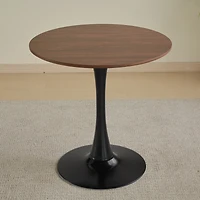 Streamdale Furniture 31.5" round dining table for 2-4 people with walnut top, mid-century walnut tulip kitchen table, pedestal table for small home of