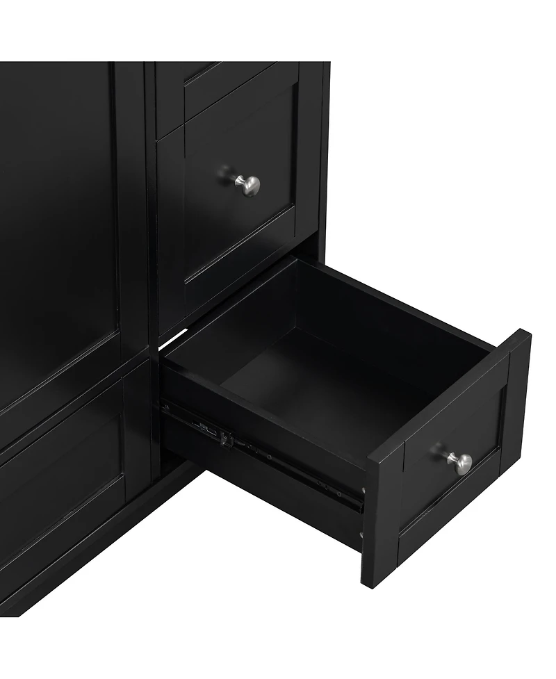 [Cabinet Only] 36" Bathroom Vanity-Black (Sink not included)