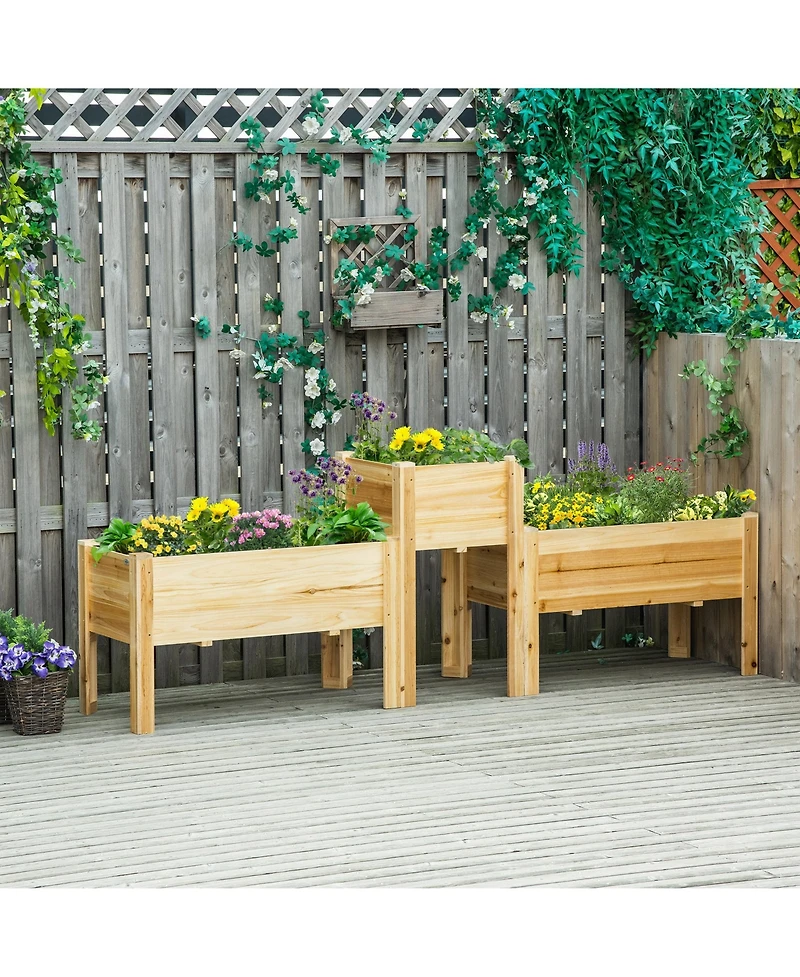 Raised Garden Bed Set of 3, Wooden Elevated Planter Box with Legs and Bed Liner, for Backyard and Patio to Grow Vegetables, Herbs, and Flowers, Natura