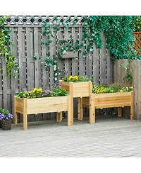 Raised Garden Bed Set of 3, Wooden Elevated Planter Box with Legs and Bed Liner, for Backyard and Patio to Grow Vegetables, Herbs, and Flowers, Natura