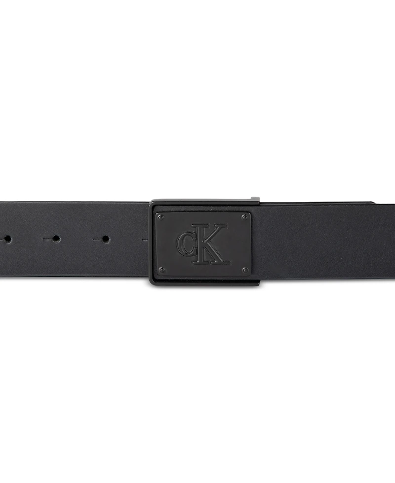 Calvin Klein Men's Ck Plate Plaque Belt