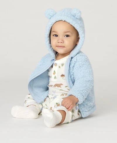 Huggies Baby Boys Sherpa Jacket, Bodysuit and Pants 3-Piece Set