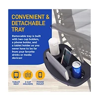 SereneLife Padded Zero Gravity Lawn Chair with Side Table, Gray and Black