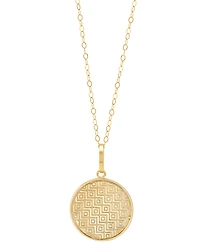 Polished Sunray Round Disc 18" Pendant Necklace in 10k Gold