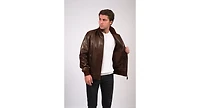 Men's Leather Jacket, Brown, Created for Macy's