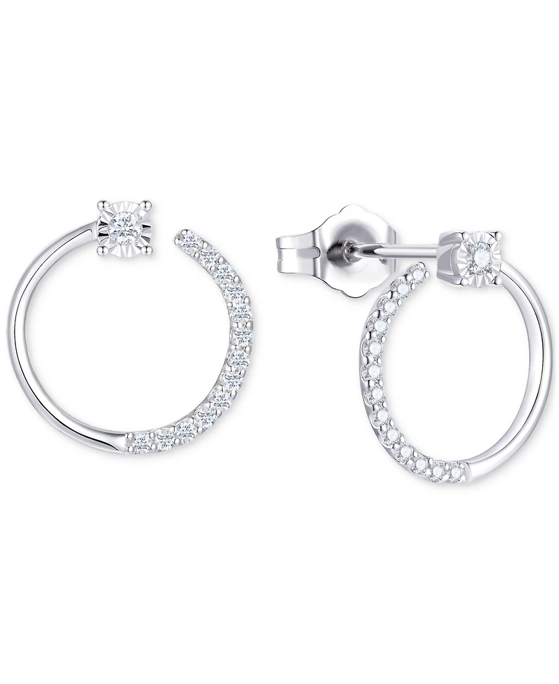 2-Pc. Set Diamond Circle Pendant Necklace & Matching Circle Stud Earrings (1/3 ct. t.w.) in Sterling Silver