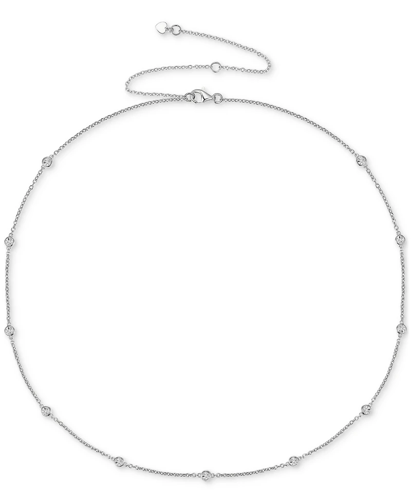 3-Pc. Set Diamond Station Collar Necklace, Bracelet & Linear Drop Earrings (1/5 ct. t.w.) in Sterling Silver