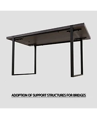 Streamdale Furniture 59" Rural Industrial Rectangular Mdf Black Dining Table Set and Pu Armless Dining Chair Set, 4 pieces. Kitchen Black Metal Table