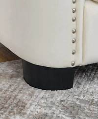 Simplie Fun 77-Inch Modern Chesterfield Velvet Sofa, 3-Seater Sofa, Upholstered Tufted Backrests with Nailhead Arms and 2 Cushions for Living Room, Be