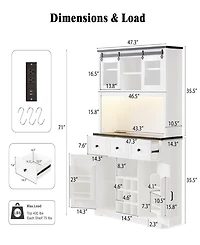Streamdale 71" Farmhouse Pantry Cabinet with Storage and Power Outlets
