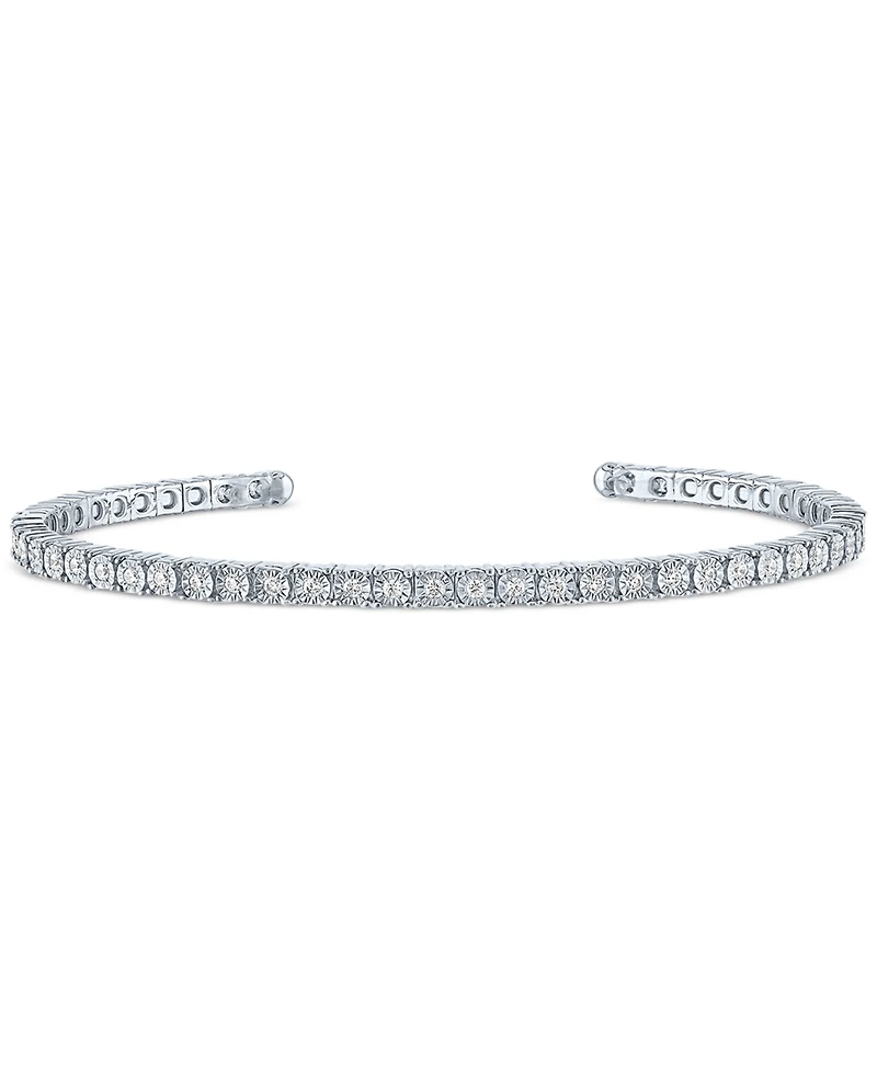 Forever Grown Diamonds Lab-Grown Diamond Flexible Cuff Bangle Bracelet (1/2 ct. t.w.) in Sterling Silver