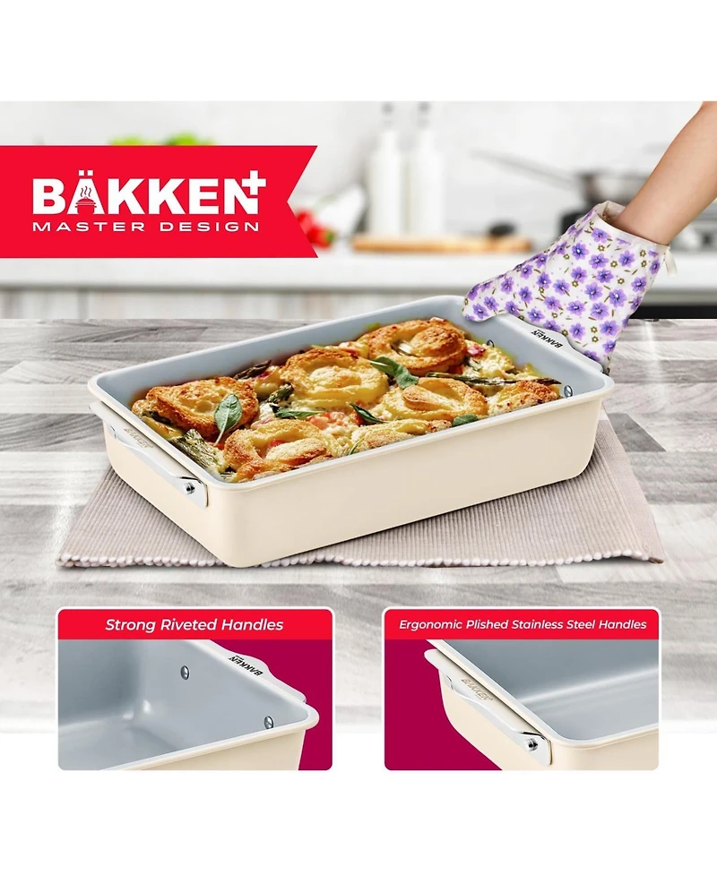 Bakken 8-Piece Stackable Bakeware Set - Ceramic Non-Stick Coating, Baking Sheets, Assorted Pans, Ptfe, Pfoa & Pfos Free